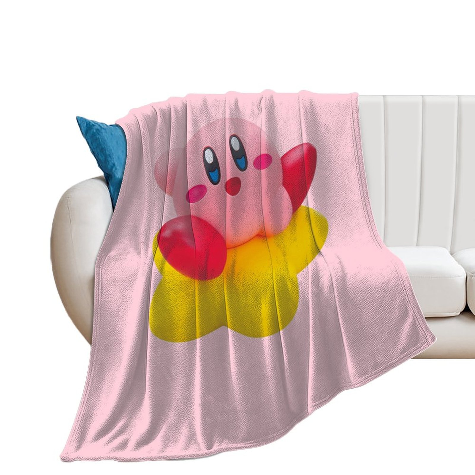 Anime Kirby Blanket Flannel Throw Cartoon Soft Plush Merry Christmas