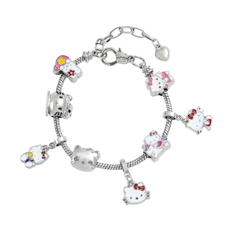 Anime Kitty Charm Bracelet Jewelry Family Cartoon Charm Bracelet Gifts for Women Girl - Ages 3+