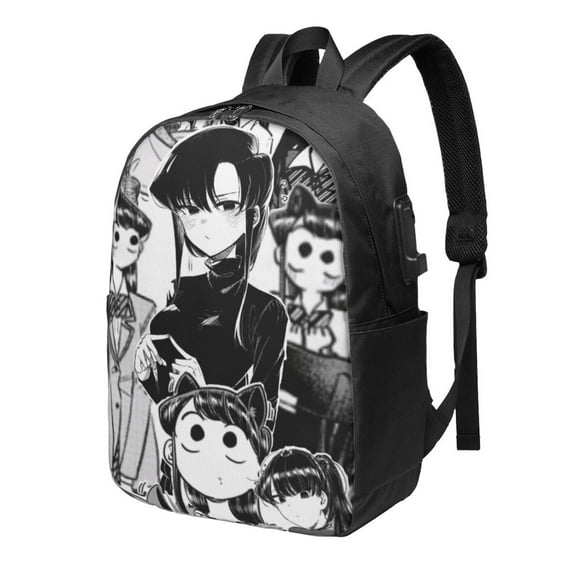 Anime Komi Can't Communicate Komi Shouko Backpack for Men Women Teen , Water Resistant Casual Daypack Fits Laptop with USB Charging Port,17 in Bookbag for Travel,School,Hiking,Gift