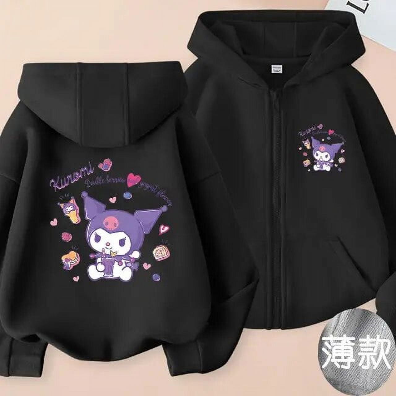 Anime Kuromi My Melody Cinnamoroll Hoodie Sanrio Children Zipper Coat