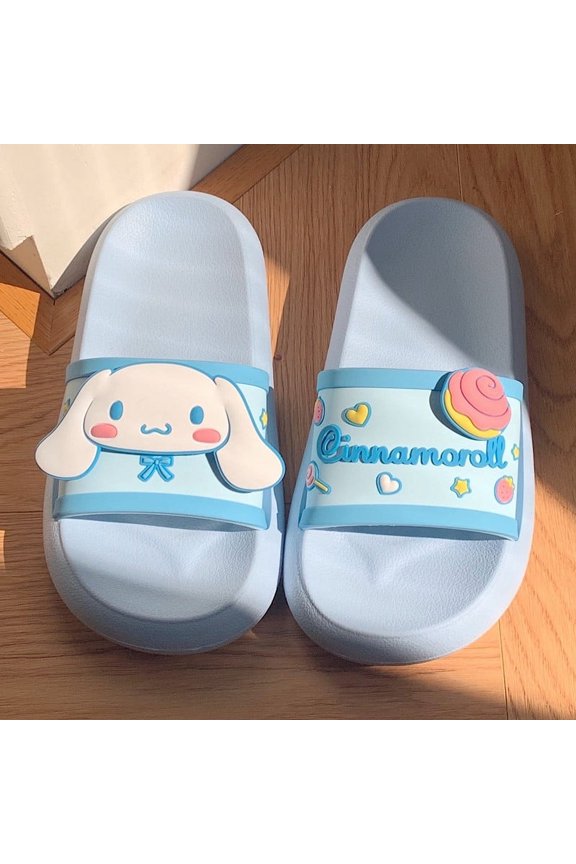 Anime Kuromi Slides for Women Girls Non-Slip Bathroom Shower Sandals Cartoon Print Rubber Slippers House Slides