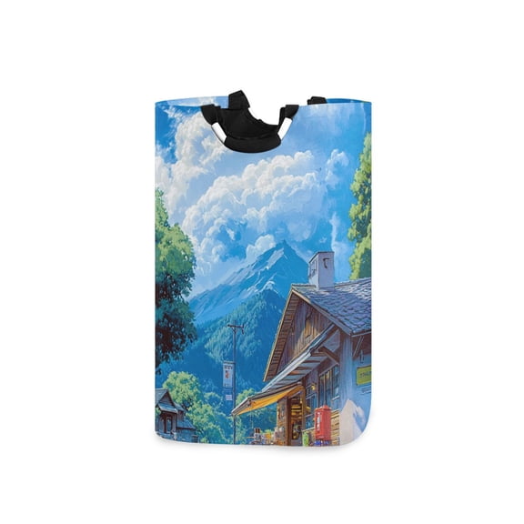 Anime Landscape Painting Laundry Basket with Handles 50L Collapsible Laundry Hamper for Bathroom Bedroom Laundry Room