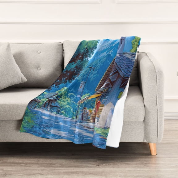 Anime Landscape Painting Throw Blanket 60" x 90" Soft and Warm Blankets for Couch Sofa and Bed