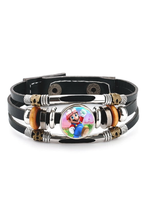 Anime Leather Bracelet Handmade Woven Anime Sign Wrap Bracelet Wristband for Women Men Jewelry Birthday Gift