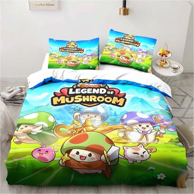 Anime Legend Game Mushroom Bedding Set,Duvet Cover Bed Set Quilt Cover