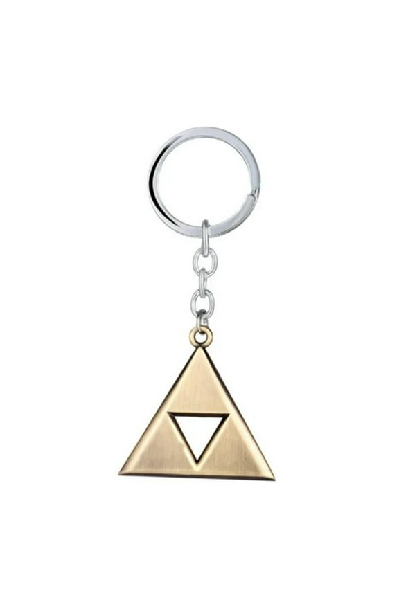 Anime Legend of Zelda Triforce Gold Metal Keychain with no clip