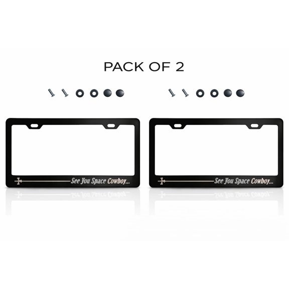 Anime License Plate Frame (Pack Of 2)- 12.2x6.3 Aluminum License Plate Frame Funny with Sleek Matte Black Finish, Standard US/Canada Fit, Screws & Clips Included