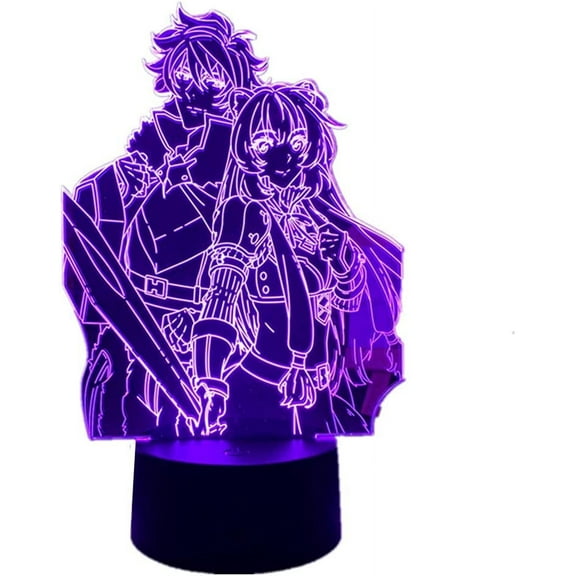 Anime Light Novel 3D Led Night Light The Rising of The Shield Hero Naofumi Iwatani/Raphtalia for Bedroom Decorative Light Birthday Gift Manga Lamp
