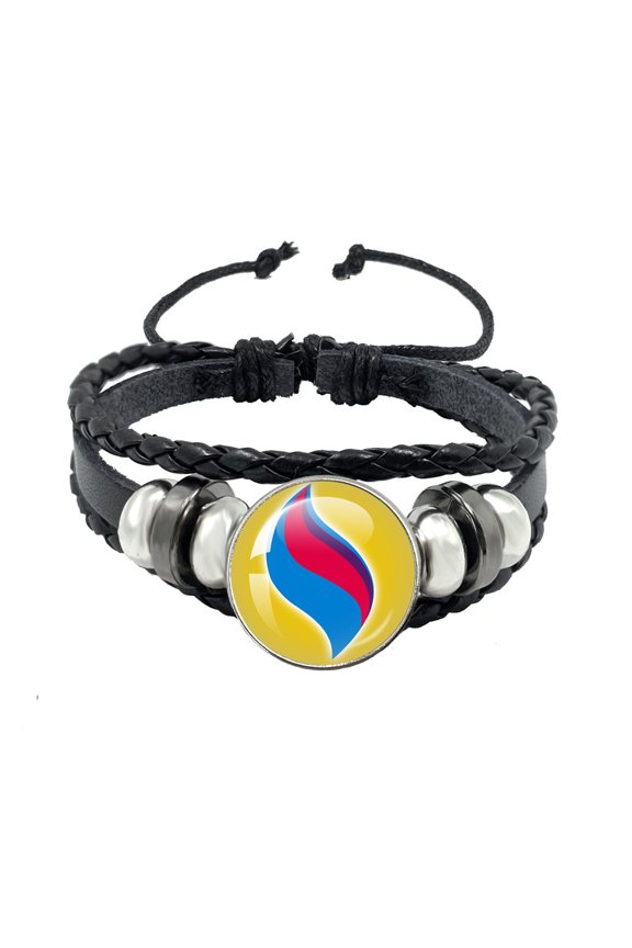 Anime Logo Glass Domed Braided Leather Bracelet