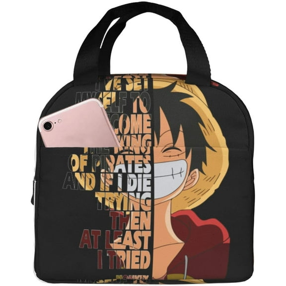 Anime Lunch Bag One Piece Insulated Lunch Box Leakproof Cooler Food Lunch Containers for Work Travel and Picnic