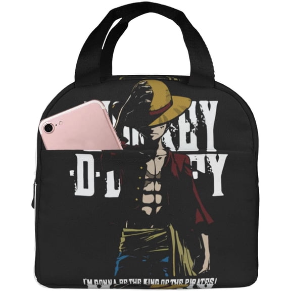 Anime Lunch Bag One Piece Insulated Lunch Box Leakproof Cooler Food Lunch Containers for Work Travel and Picnic