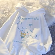 Anime MINISO Sanrio Cinnamoroll Hoodie Print Sweatshirt Kawaii Cute Casual Fashion Loose Top Clothing Gift Girl