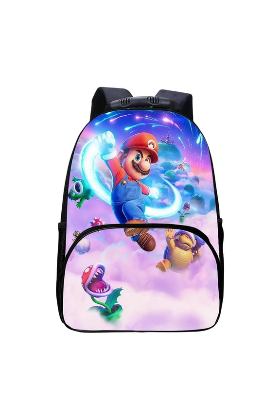 Anime Manga Gaming Backpack - Large Capacity Retro Canvas Daypack, Classic Video Game Character Print Bookbag for School, Travel & Daily Commute (Age 6+)