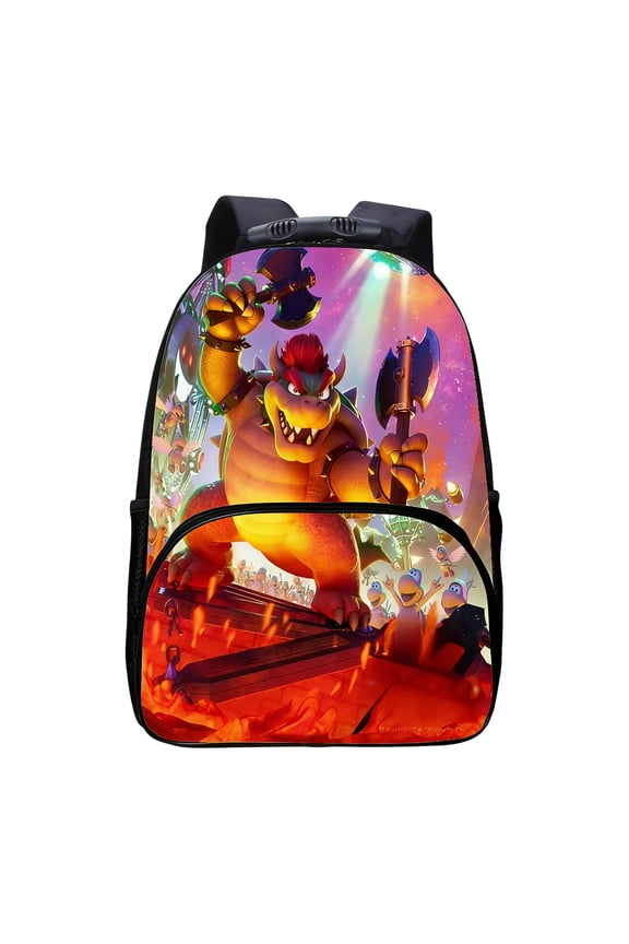 Anime Manga Gaming Backpack - Large Capacity Retro Canvas Daypack, Classic Video Game Character Print Bookbag for School, Travel & Daily Commute (Age 6+)