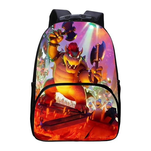 Anime Manga Gaming Backpack - Large Capacity Retro Canvas Daypack, Classic Video Game Character Print Bookbag for School, Travel & Daily Commute (Age 6+)