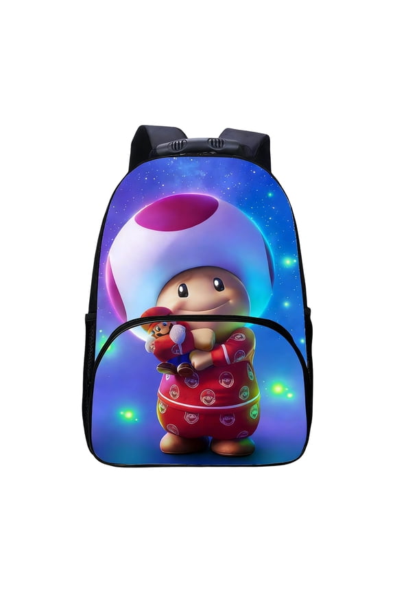 Anime Manga Gaming Backpack - Large Capacity Retro Canvas Daypack, Classic Video Game Character Print Bookbag for School, Travel & Daily Commute (Age 6+)
