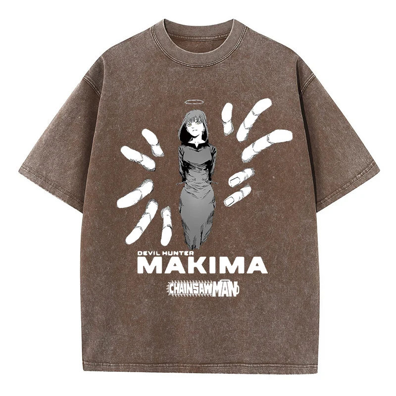 Washed Anime Graphic Print T-shirt