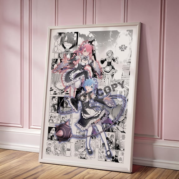 Anime Manga Poster Anime Wall Decor High Quality Poster Anime Fan Gift Aesthetic Gaming Room Art Re Zero Rem Ram Wall Art Anime Gift