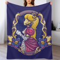 Anime Mario Princess Peach Flannel AntiPill Cartoon Blanket Decor