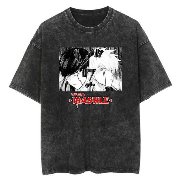 Anime Mashle Magic and Muscles Washed Vintage T-Shirt Merch Casual Short Sleeved T Shirt Unisex TShirt