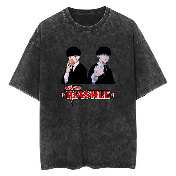 Anime Mashle Magic and Muscles Washed Vintage T-Shirt Merch Casual Short Sleeved T Shirt Unisex TShirt