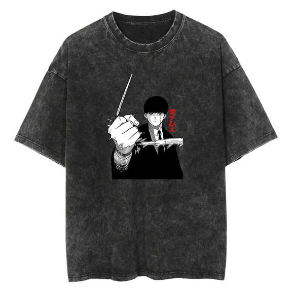 Anime Mashle Magic and Muscles Washed Vintage T-Shirt Merch Casual Short Sleeved T Shirt Unisex TShirt