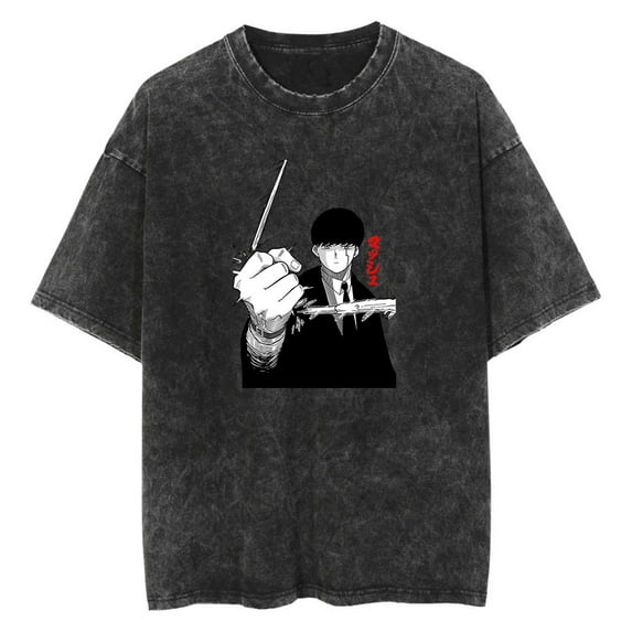 Anime Mashle Magic and Muscles Washed Vintage T-Shirt Merch Casual Short Sleeved T Shirt Unisex TShirt