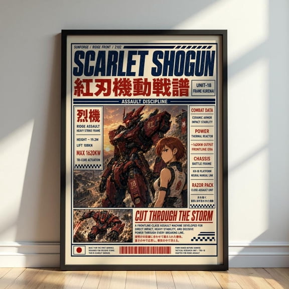 Anime Mecha Wall Art Poster Japanese Robot Manga Print Cyberpunk Sci Fi Decor Futuristic Gundam Style Artwork