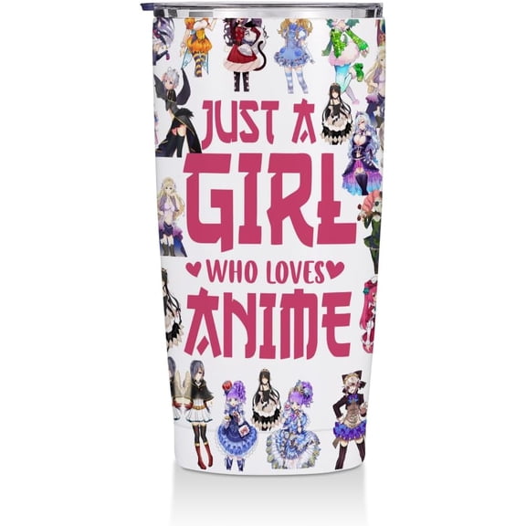 Anime Merch 20 oz Tumbler Kawaii Stuff Manga Coffee Mug Funny Insulated Tumblers Thermal Cup for Sports Travel Graduation Birthday Gifts for Anime Lovers Fans Women