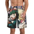 thumbnail image 1 of Anime Mha My Hero Academia Men's Beach Shorts Swim Trunks Casual Quick Dry Board Shorts Swimwear with Mesh Lined and Pockets, 1 of 8