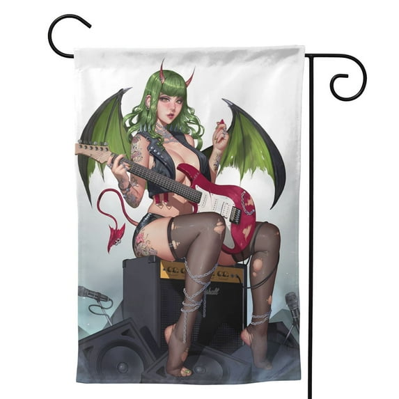 Anime Monster Girl Art Garden Flag 12.5"X18" Outdoor Indoor Garden Decor Porch Banner Sign With Grommets Uv Fade Resistant