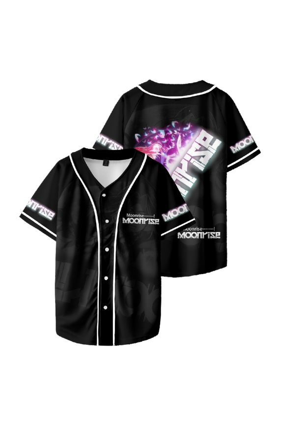Anime Moonrise Baseball Shirt Summer Thin Single Breasted Short Sleeve Top Breathable Comfortable