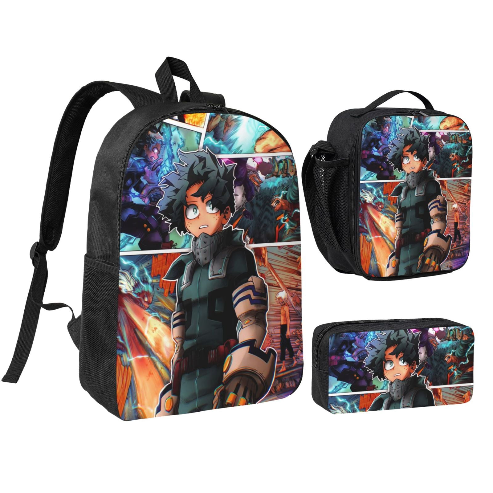 Pcs3 Backpack Anime My Hero Academia Backpack 3 Pcs Casual Multifunction Travel ...
