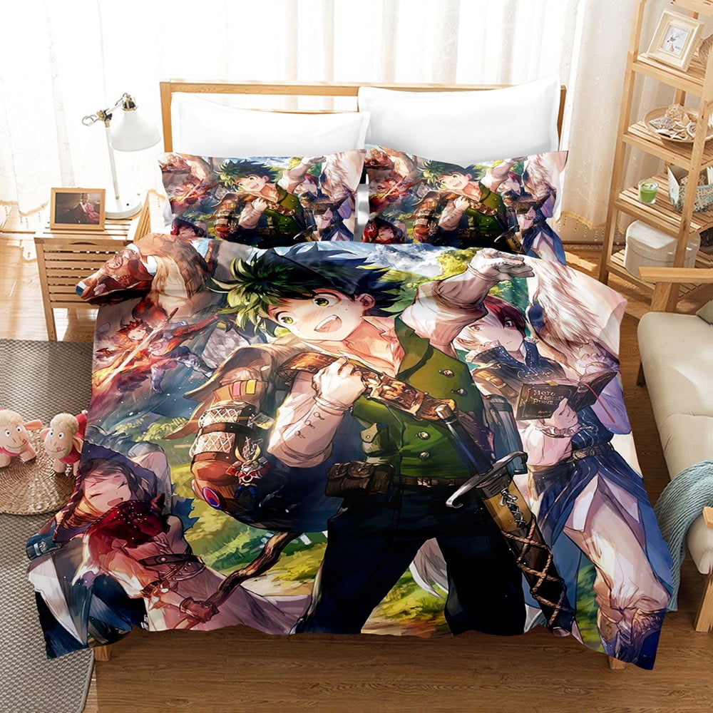 Anime My Hero Academia Bedding Comforter Sets 3 PCS Breathable Action