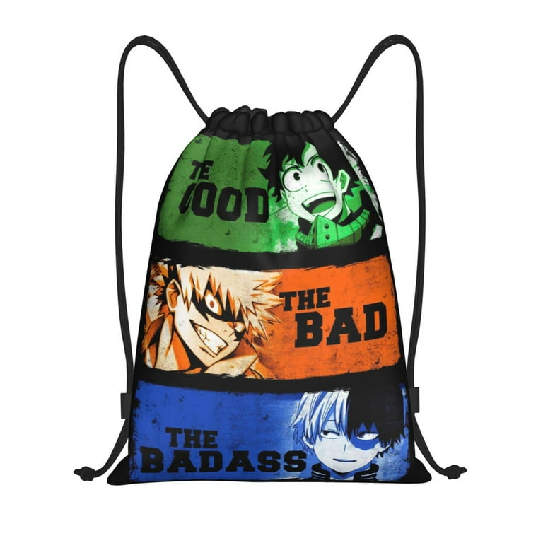 Anime My Hero Academia Drawstring Backpack For Adults Youth Unisex Gym Cinch Bags String Sackpack Foldable Portable.Two Sizes.Football Basketball