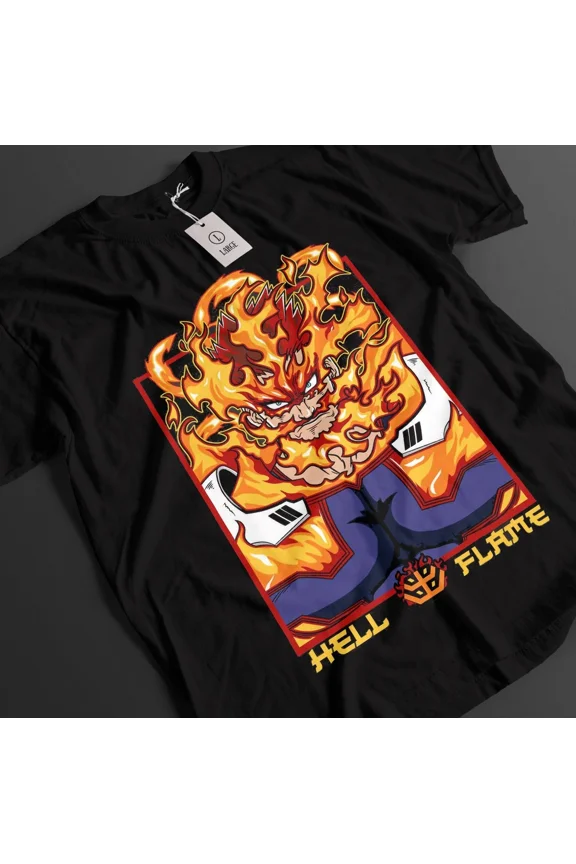Anime My Hero Academia Endeavor Hell Flame Black T-Shirt, Gift For Otaku