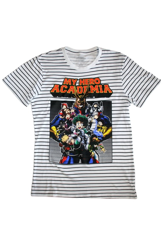 Anime My Hero Academia Men's T-Shirt Striped Short Sleeve Tee
