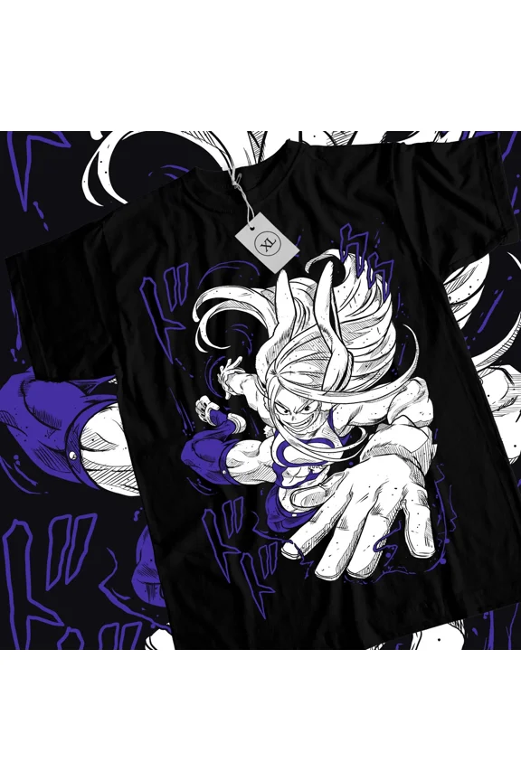 Anime My Hero Academia Mirko Rumi Rabbit Hero Black T-Shirt Size S-5XL