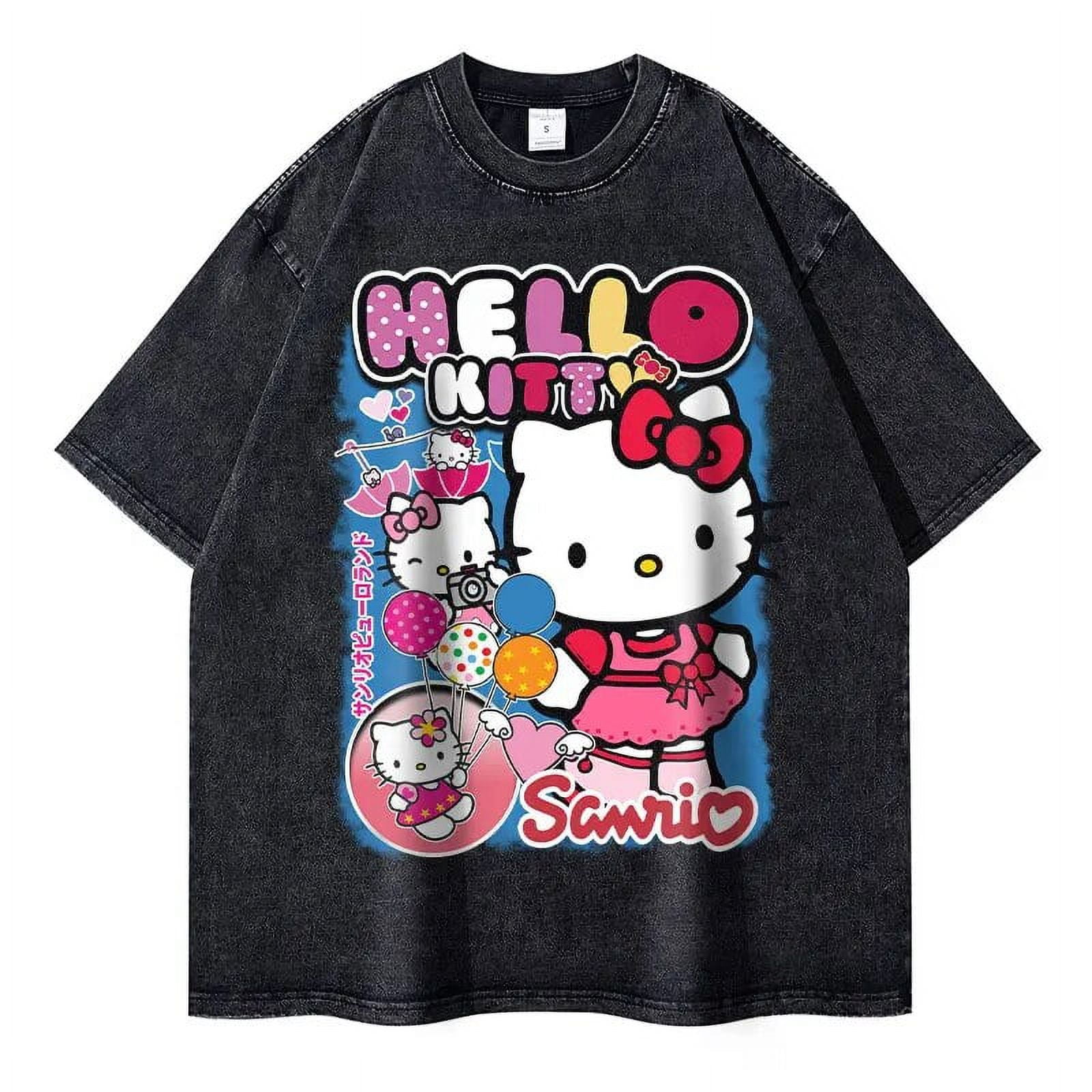 Anime My Melody T Shirt Oversized Vintage Washed Kuromi T-shirts Retro ...