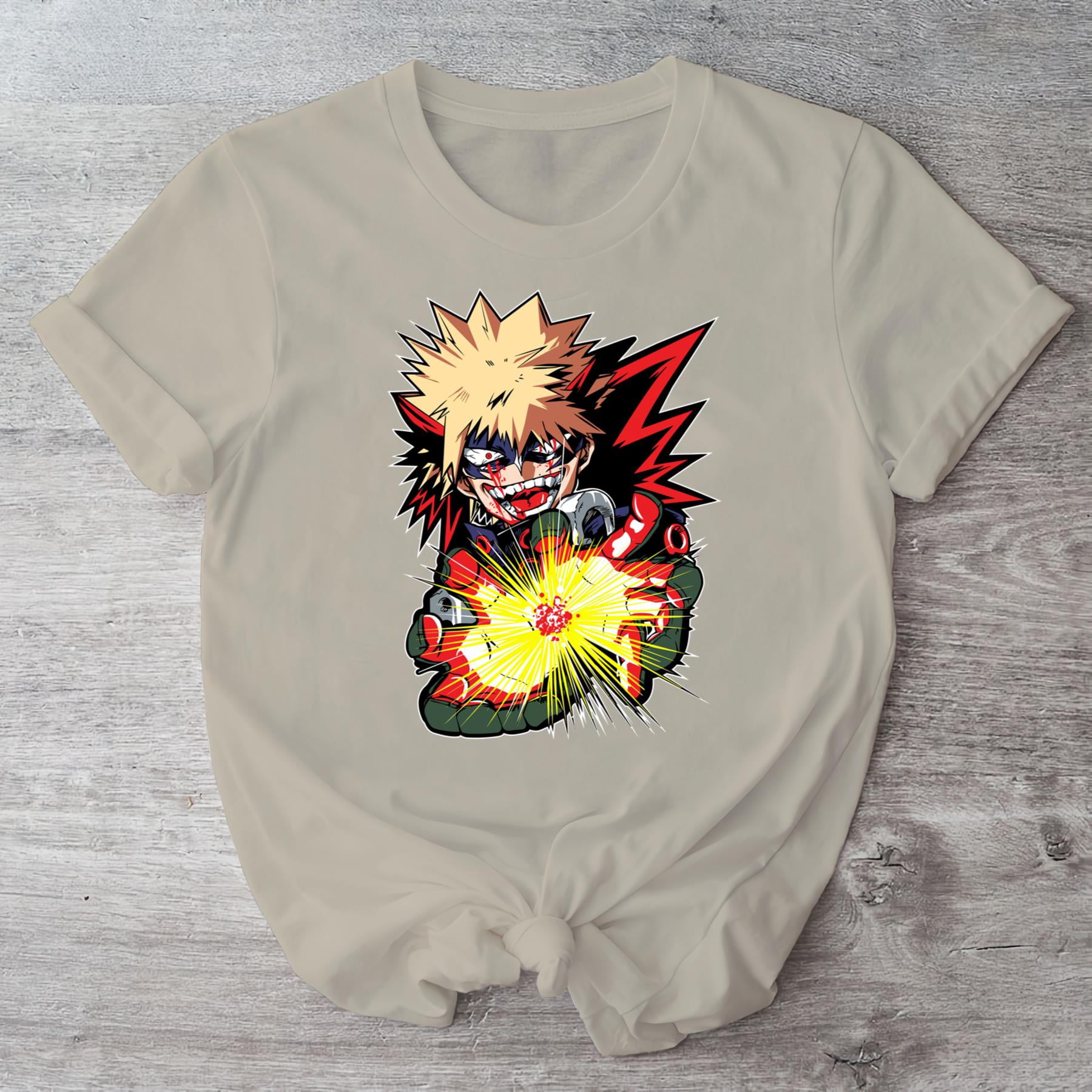 T-shirt My Hero Academia Bakugo Burger King - Taille XL - Gris - Neuf Avec étiquettes