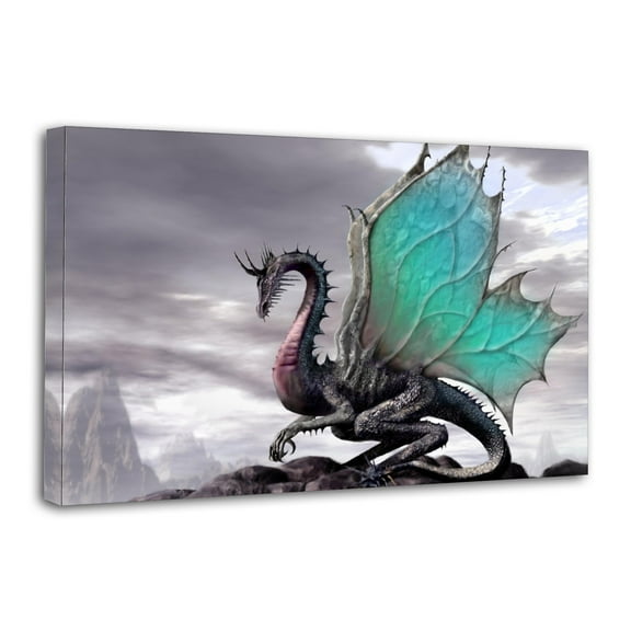 Anime Mythical Dragon Canvas Wall Art Prints Poster Gifts Photo Picture Painting Posters Room Decor Home Decorative 12x18inch(30x45cm)