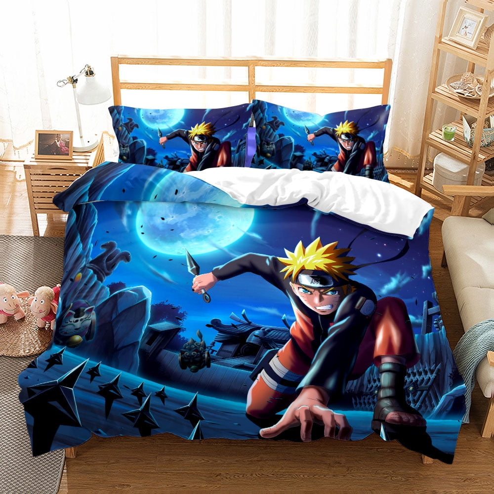 Anime Naruto Akatsuki 3 Pieces Fashion Bedding Bed Set for Bedroom