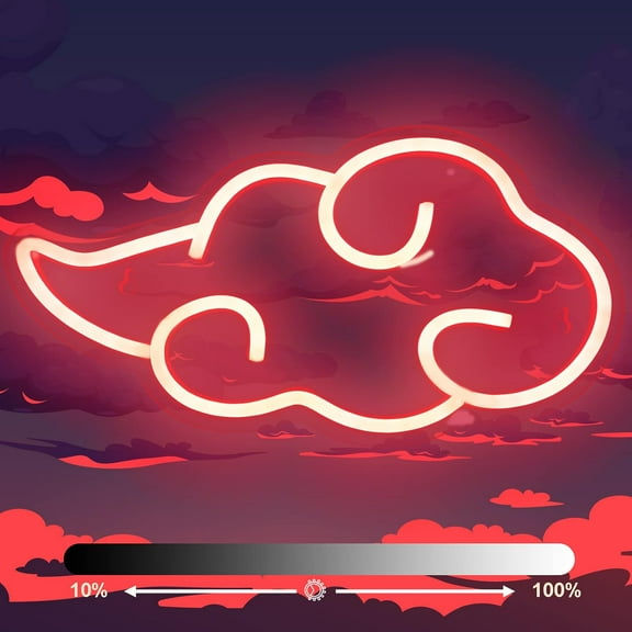 Anime Neon Sign, LED Red Cloud Neon Signs for Wall Decor, Dimmable Gaming Neon Sign Wall Signs USB Night Neon Light for Bedroom Game Room Man Cave Party, Gifts for Your Son, Boyfriend(12x7in)