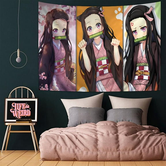 Anime Nezuko Demon Slayer Hanging Bohemian Tapestry Hanging Tarot Hippie Wall Rugs Dorm Japanese Tapestry