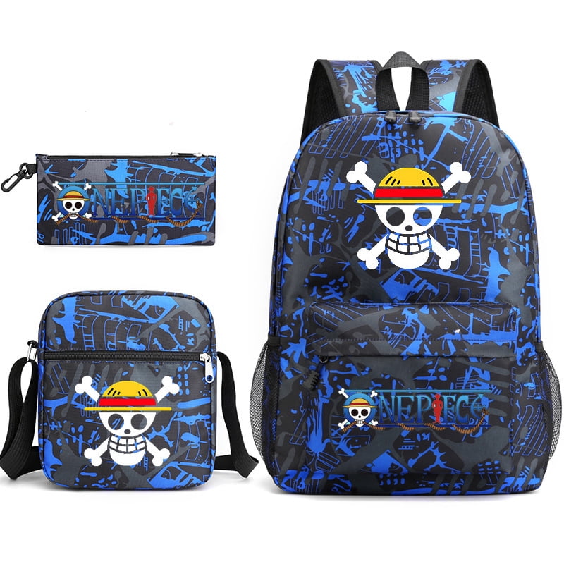 Anime ONE-PIECE Backpack for Teen/Womens/Mens Cartoon Backpack Set ...