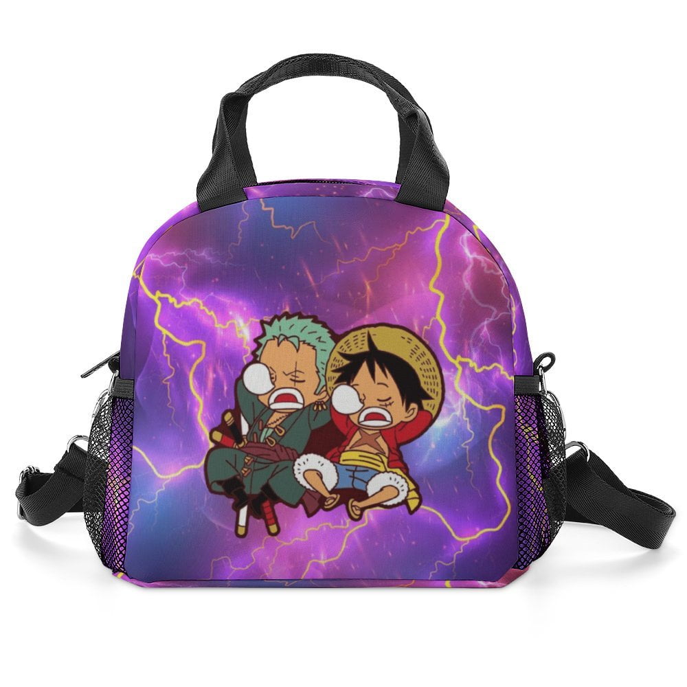 Anime ONE PIECE Lunch Bag, Insulated Lunch Box with Shoulder Strap, Large Capacity Durable Lunch