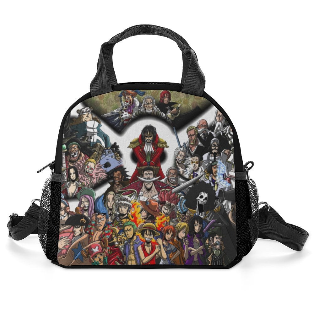 Anime ONE PIECE Lunch Bag, Insulated Lunch Box with Shoulder Strap, Large Capacity Durable Lunch