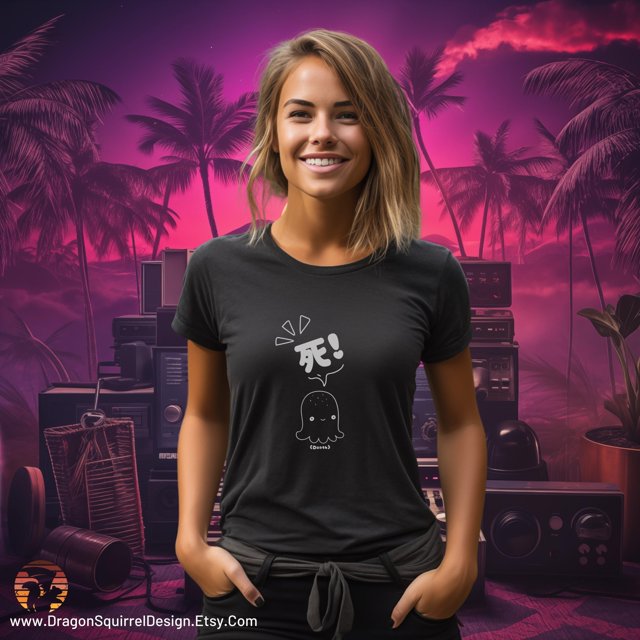 Anime Octopus Loves Death Japanese Kanji Streetwear TShirt, Chibi