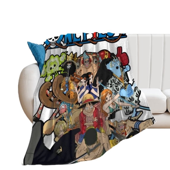 Anime One Piece Blanket for Bed Sofa Flannel Throw Blanket One Piece Merch for Anime Lovers