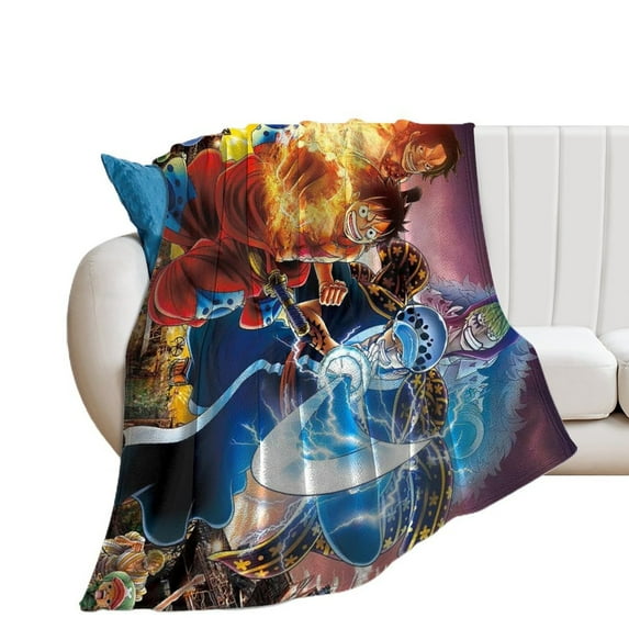 Anime One Piece Blanket for Bed Sofa Flannel Throw Blanket One Piece Merch for Anime Lovers